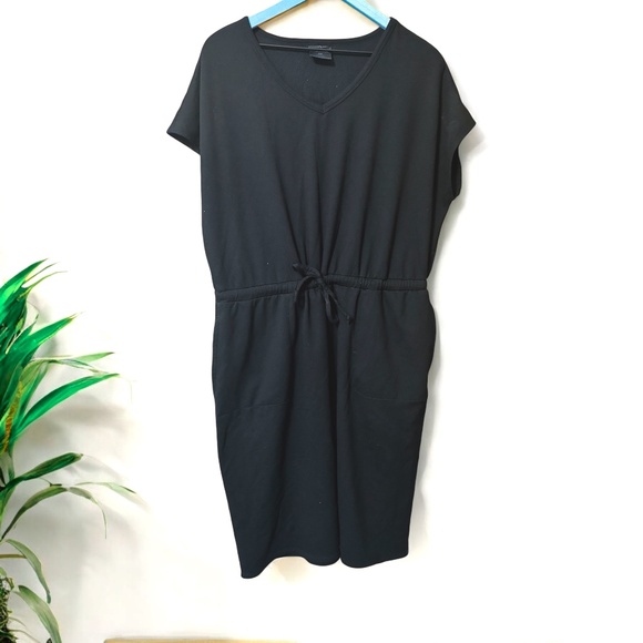 32 Degrees Dresses & Skirts - 32 Cool Solid Black Jumper Dress, Short Sleeve, Waist Tie Size XL Casual Outfit